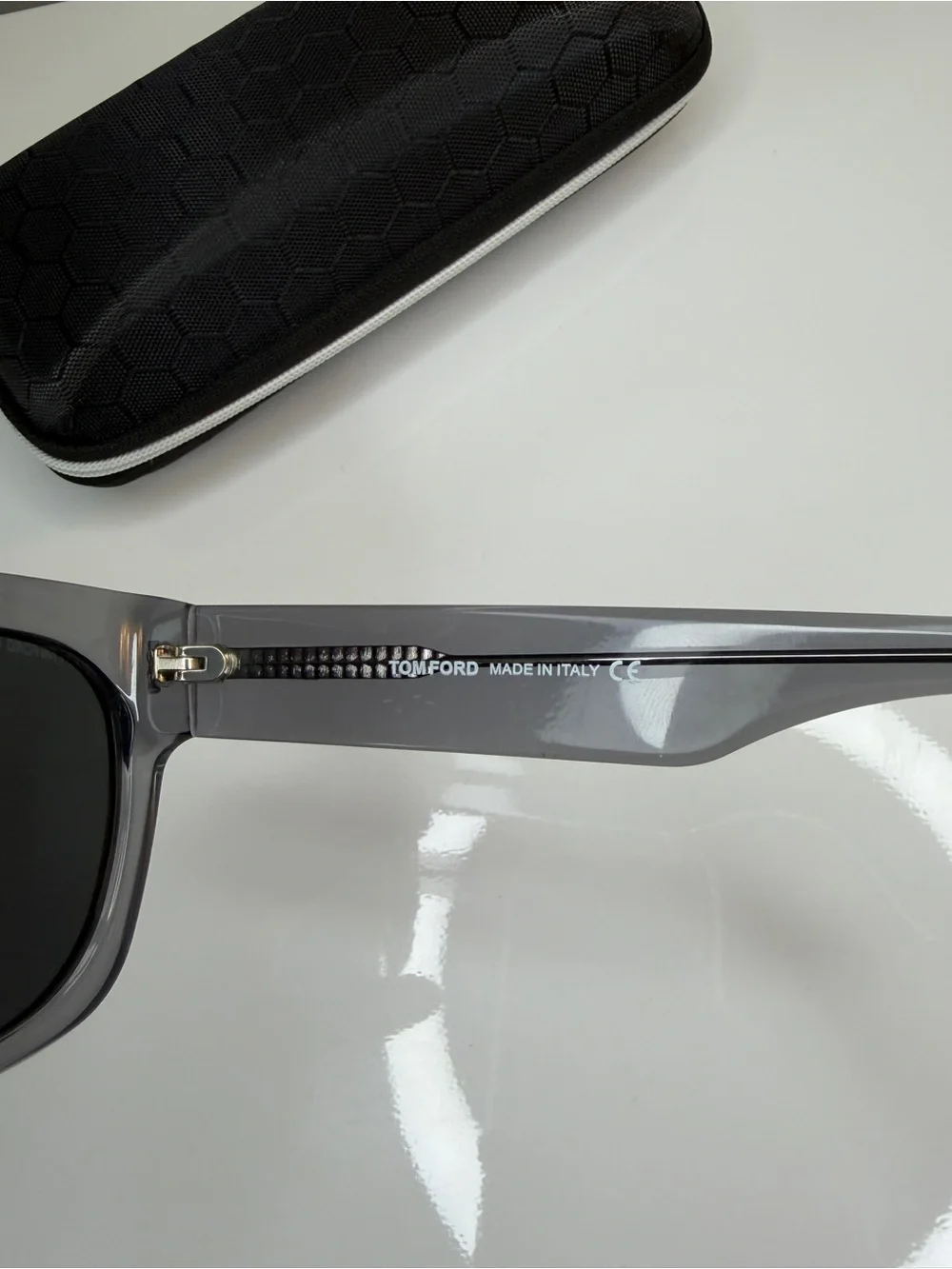 Men’s Original Designer TF Sunglasses with Grey Acetate Frame and Black Lenses